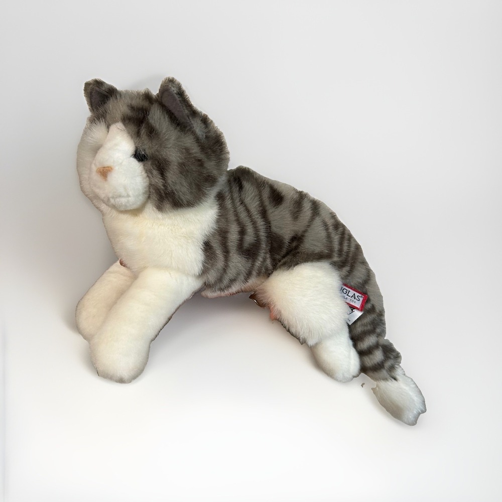 SMOKEY Douglas Cuddle Toy plush 18" Stuffed Plush CAT Grey & White Tabby Kitty